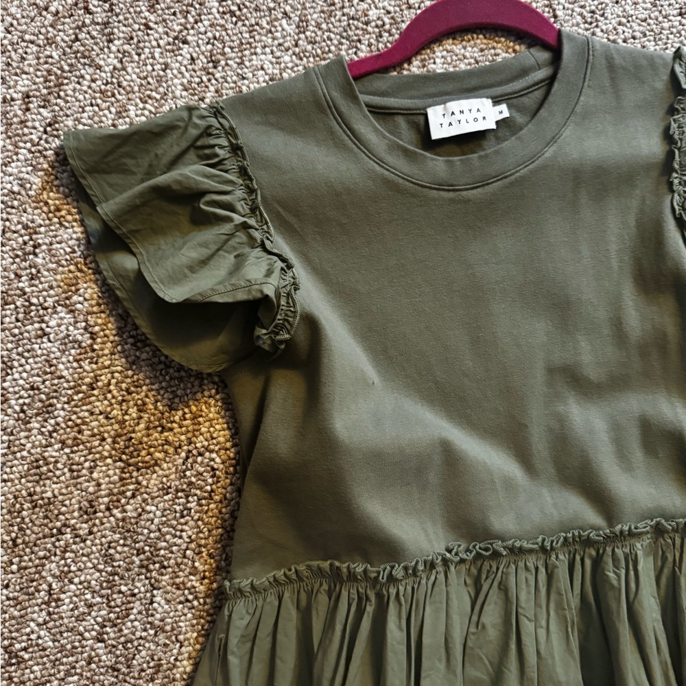 Tanya Taylor Green Smocked Tiered Sundress Medium - Picture 3 of 5
